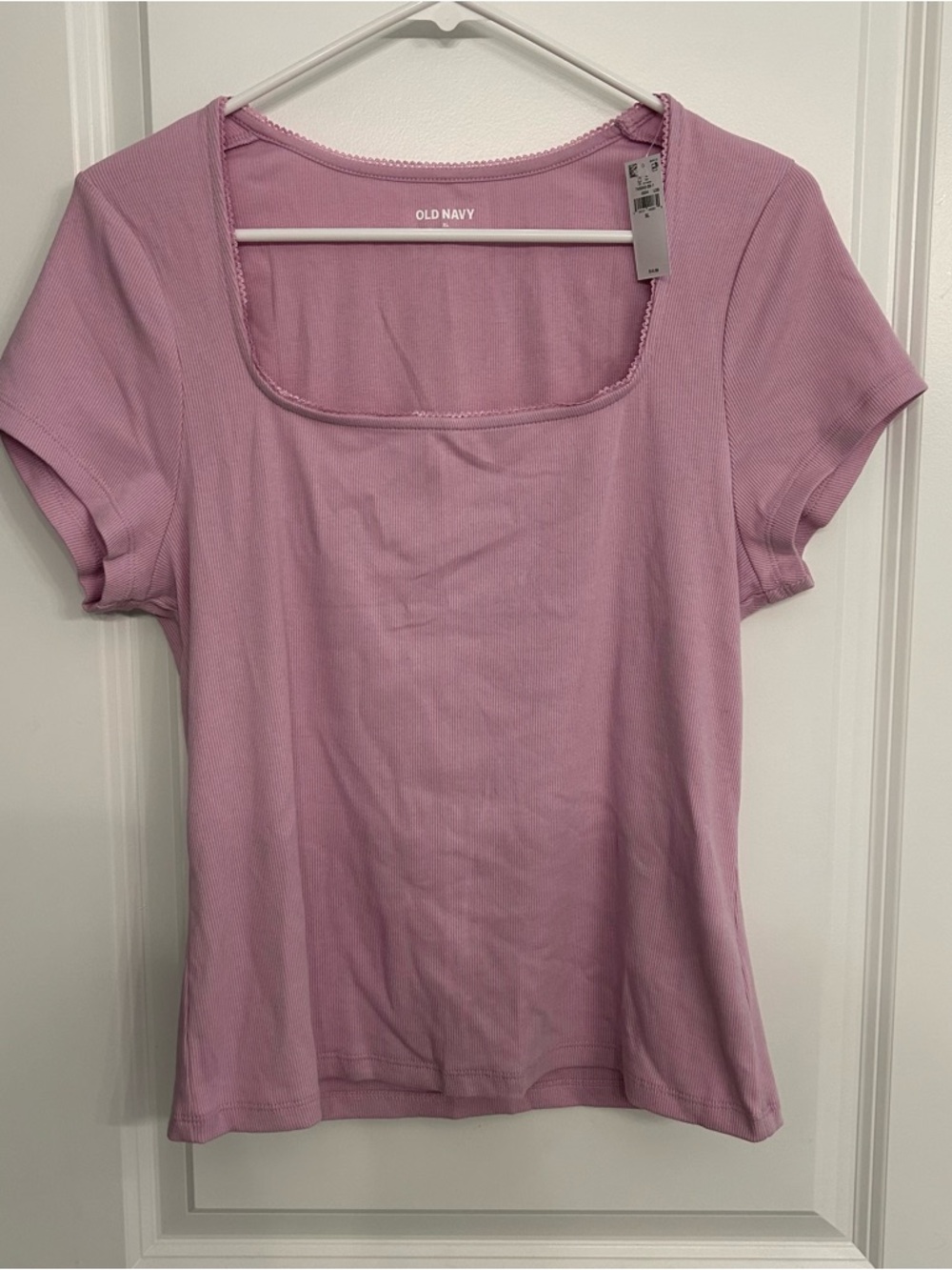 Old Navy Lavender Square Neck Ribbed Short Sleeve Tee